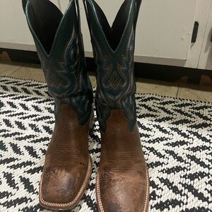 J.B. Dillon Brown and Teal Western Boots